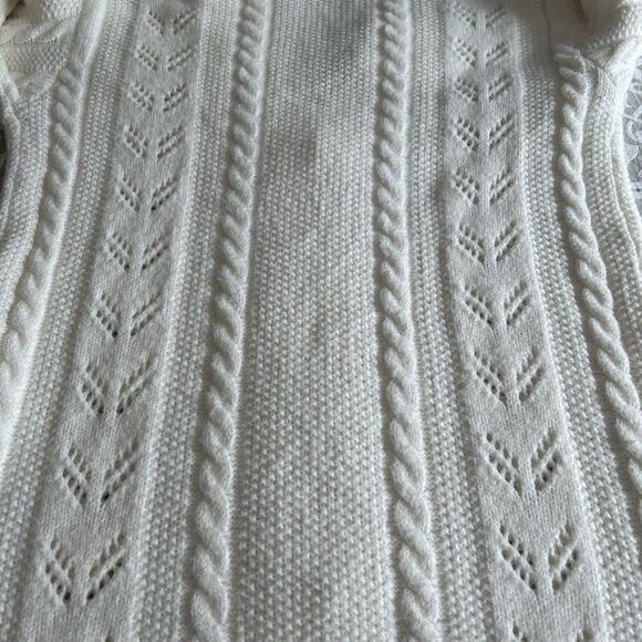 Ann Taylor Cardigan Women S Ivory Tortoise Button Cable Knit Stretch Warm Cozy - Picture 11 of 13